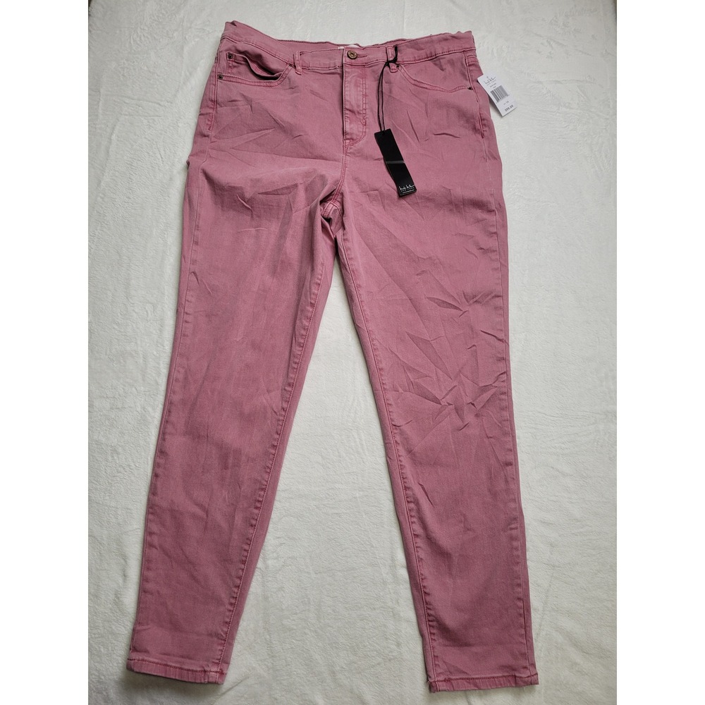 NWT Nicole Miller Soho Jeans Women 14 Rose New High Rise Ankle Skinny